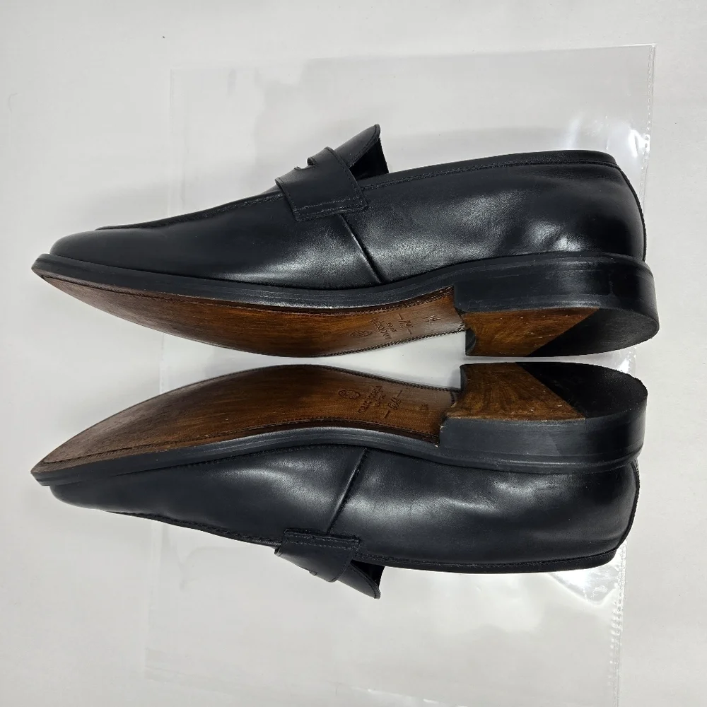 Marc Joseph Gold Mens 11.5 Penny Loafers Black Leather Slip On Office Career
